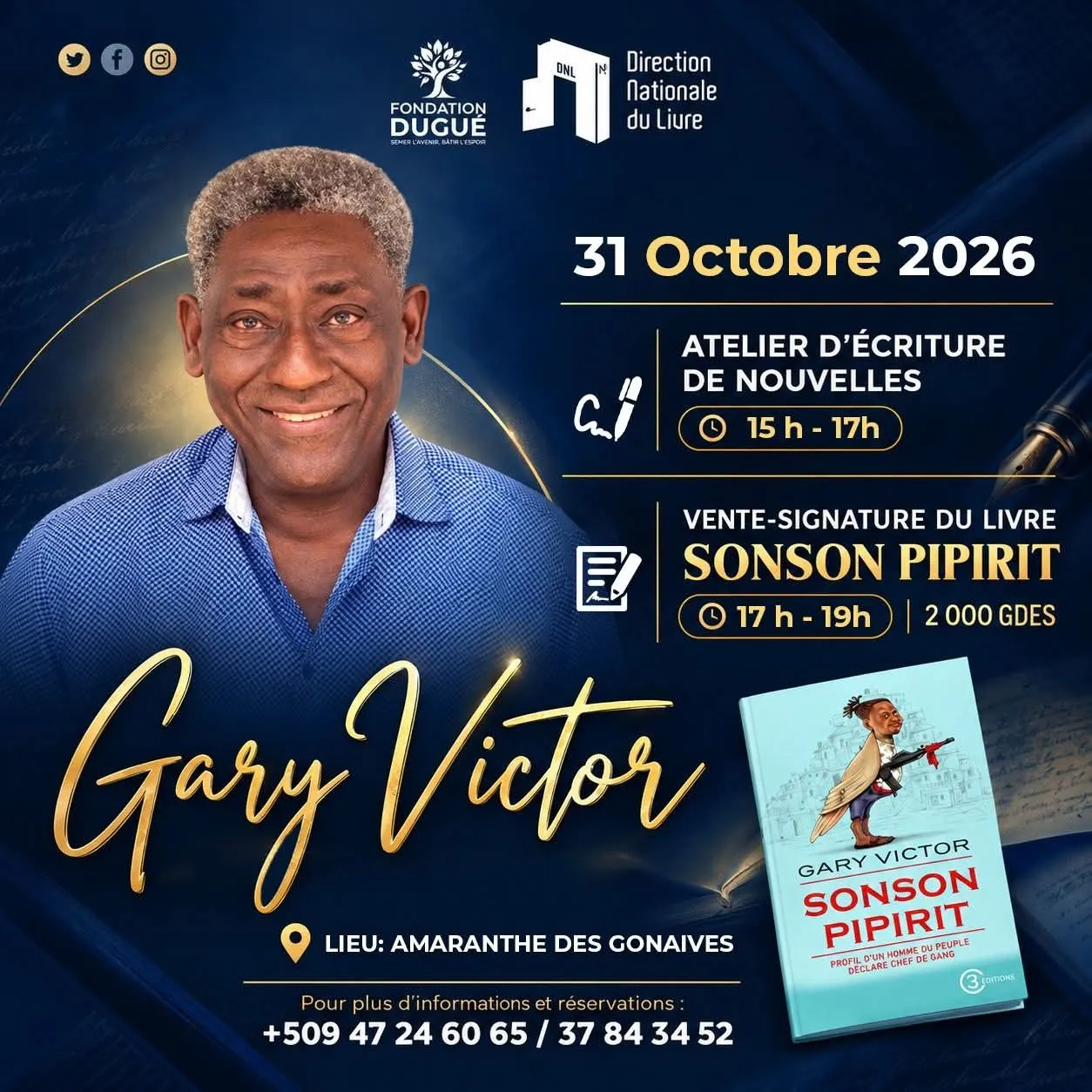 Atelier d'écriture de nouvelles avec Gary Victor